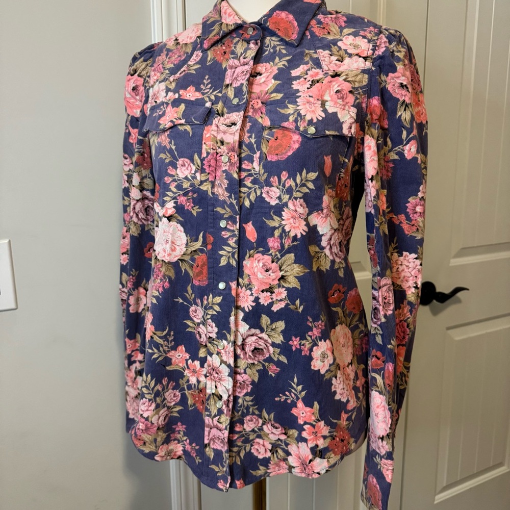 Dear John Western Floral Button Down Shirt Corduroy size small NWT